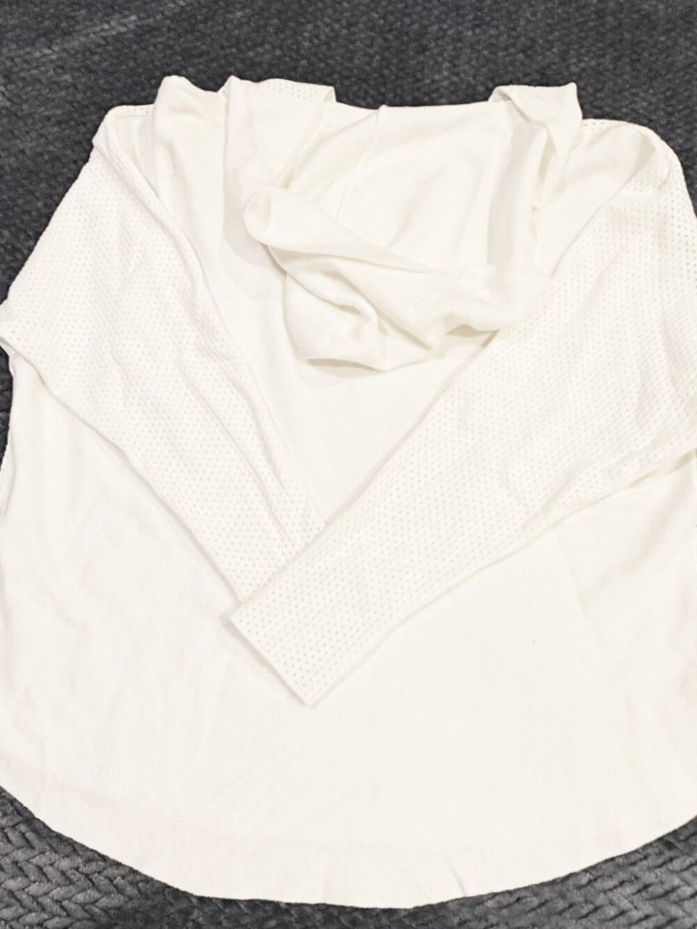 Vila Milani White Pointelle Soft Mesh Knit V-Neck Hoodie Sweater Dolman Slouchy - Picture 11 of 11